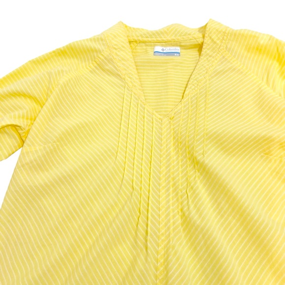 Columbia 3Q Sunrise Tunic Size Medium Yellow And White Stripes Long Sleeves - Picture 3 of 11